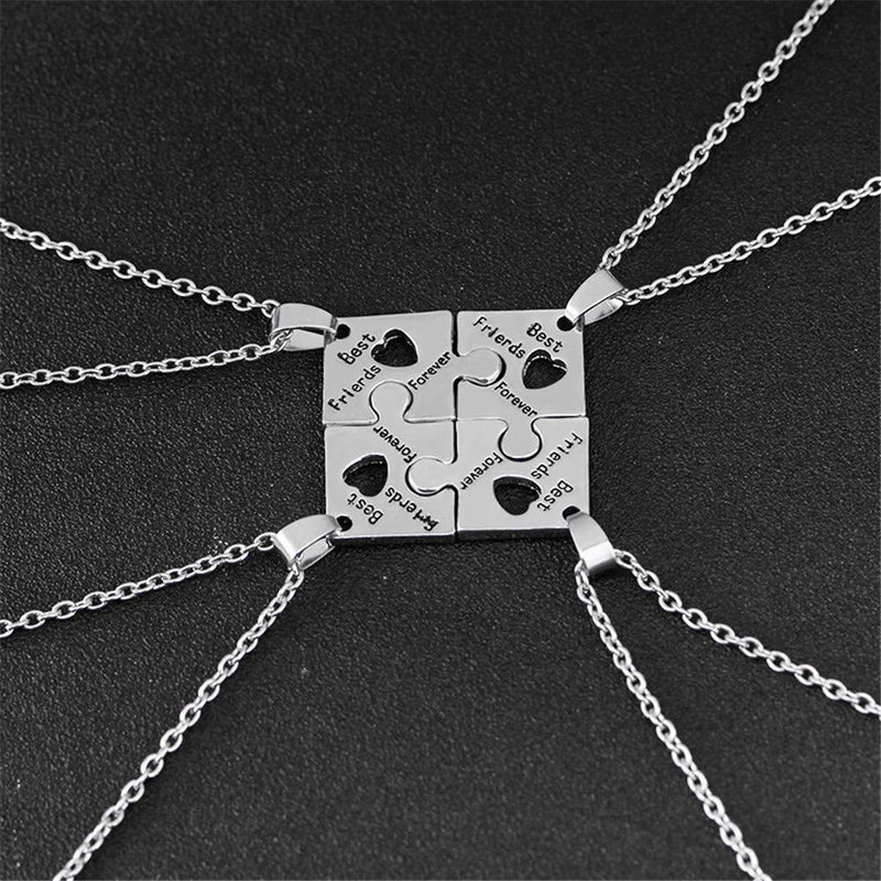 Sisadodo Best Friend Friendship Necklaces for 4, Best Friends Forever Friend Necklace Engraved Puzzle Friendship Pendant Charm Necklaces Set Christma Gift for Women Female - Image 3